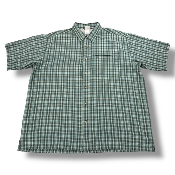 The North Face Shirt‎ Mens Size XXL Green Plaid Short Sleeve Button Down - Picture 2 of 8